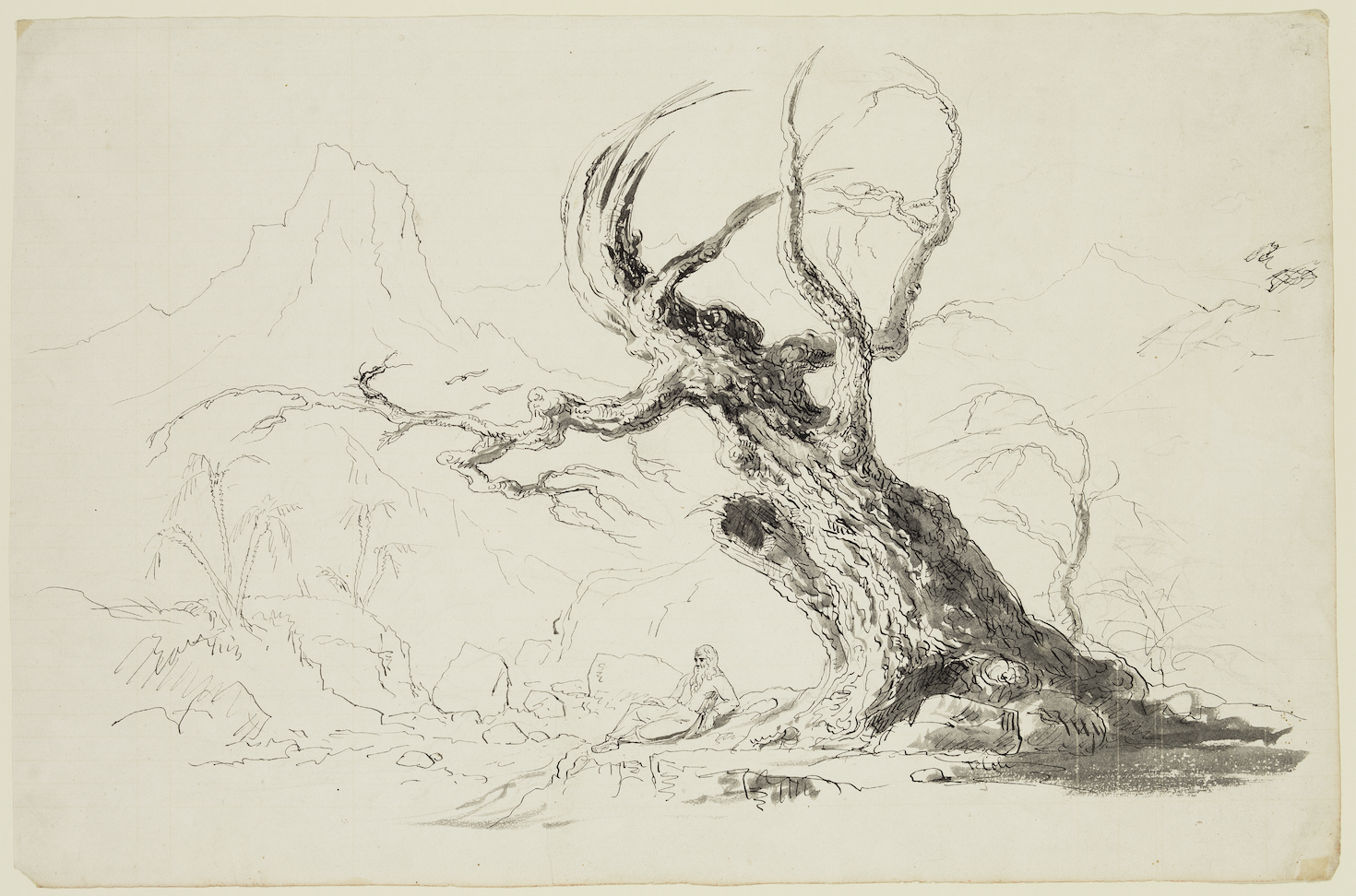『狩人の帰宅』Tomas Cole作 ★激レア！木製フレーム付！約64×44cm Thomas Cole's First Wilderness Painting - The Magazine Antiques